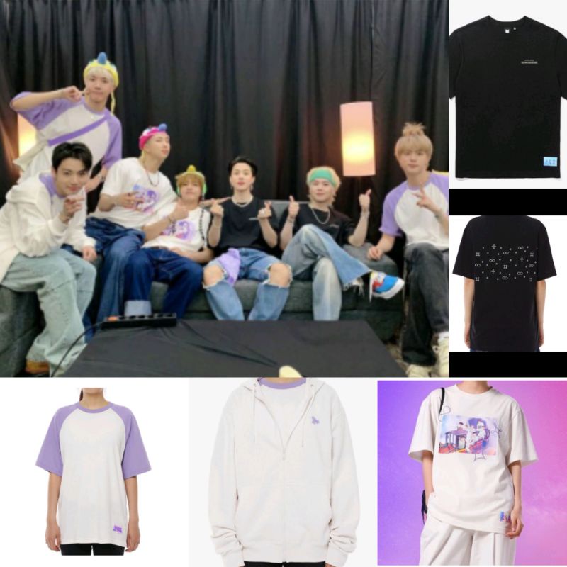 [SOWOOZOO COLLECTION] Tshirt Raglan Putih Ungu Kaos Hitam Jungkook Jimin Photo version Taehyung Jin 