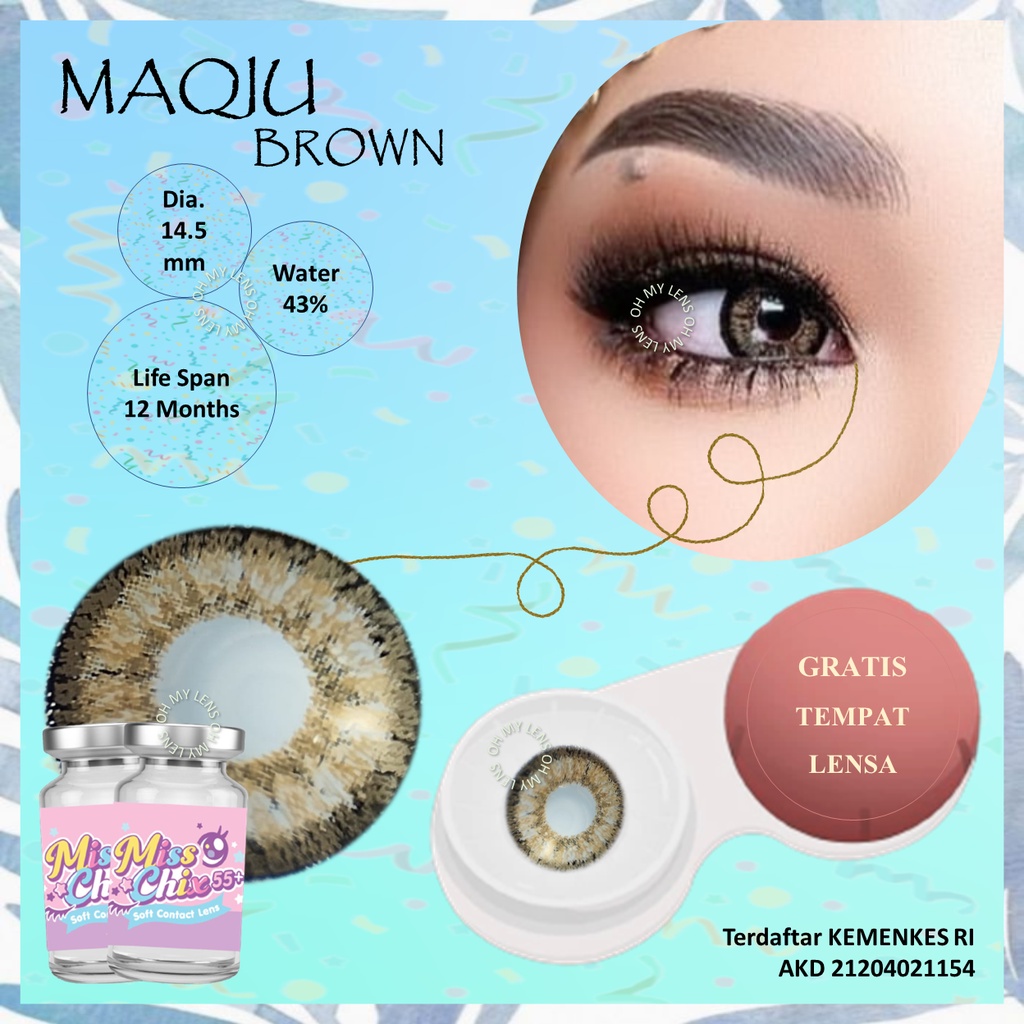 soflent MAQIU BROWN coklat Power Bisa Minus Sama / Beda Minus / Normal | soflens minus Terdaftar KEM