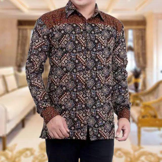 Pripoen Batik Kemeja Baju Batik Pria Lengan  Panjang Regular Size