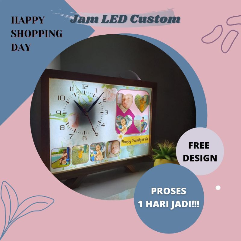 [SEHARI JADI] Hadiah Wedding Jam Dekorasi Rumah Custom Foto Akrilik Kado Gift Lucu Kado Wisuda Ultah