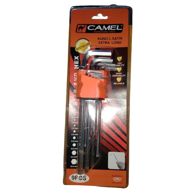 Camel Kunci L Set Bintang 9 pcs/KUNCI L SET POLOS CAMEL PANJANG 9 PCS