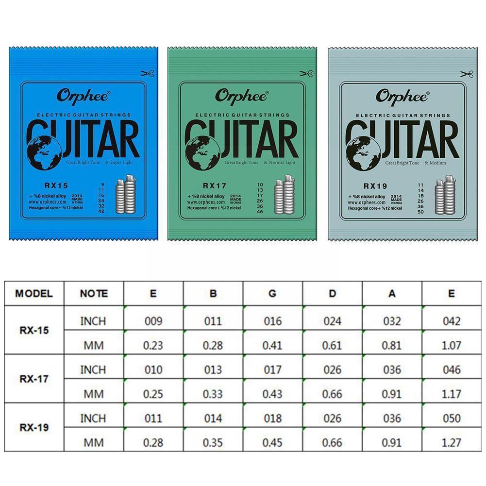 [Elegan] Set Senar Gitar Listrik RX15 /17 /19 Nada Terang Besar Aksesoris Alat Musik Gitar Listrik Logam Super Ringan 6 String