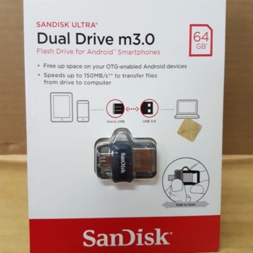 Sandisk Dual OTG 64GB USB Flash Drive Flashdisk 150M-S USB 3.0 ORIGINAL 3.0