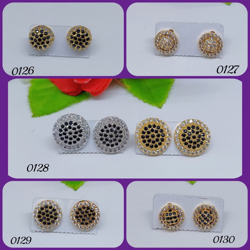 Anting tusuk permata lapis emas 0126-0130