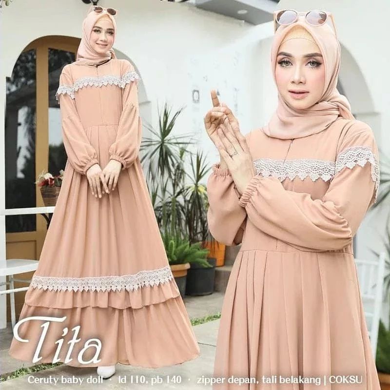 DRESS MUSLIM, baju wanita, baju gamis, dress, gamis, Baju gamis, fashion wanita, Tita Dress B