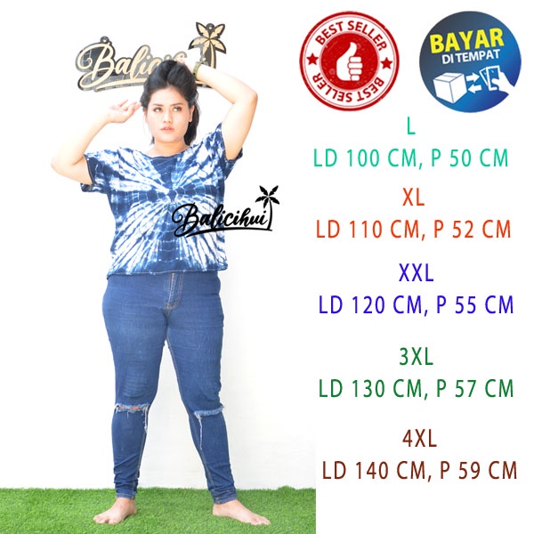 Balicihui Kaos Pelangi Atasan Tiedye Baju Tidur Pelangi Plus Size Big Size Baju Santai wanita