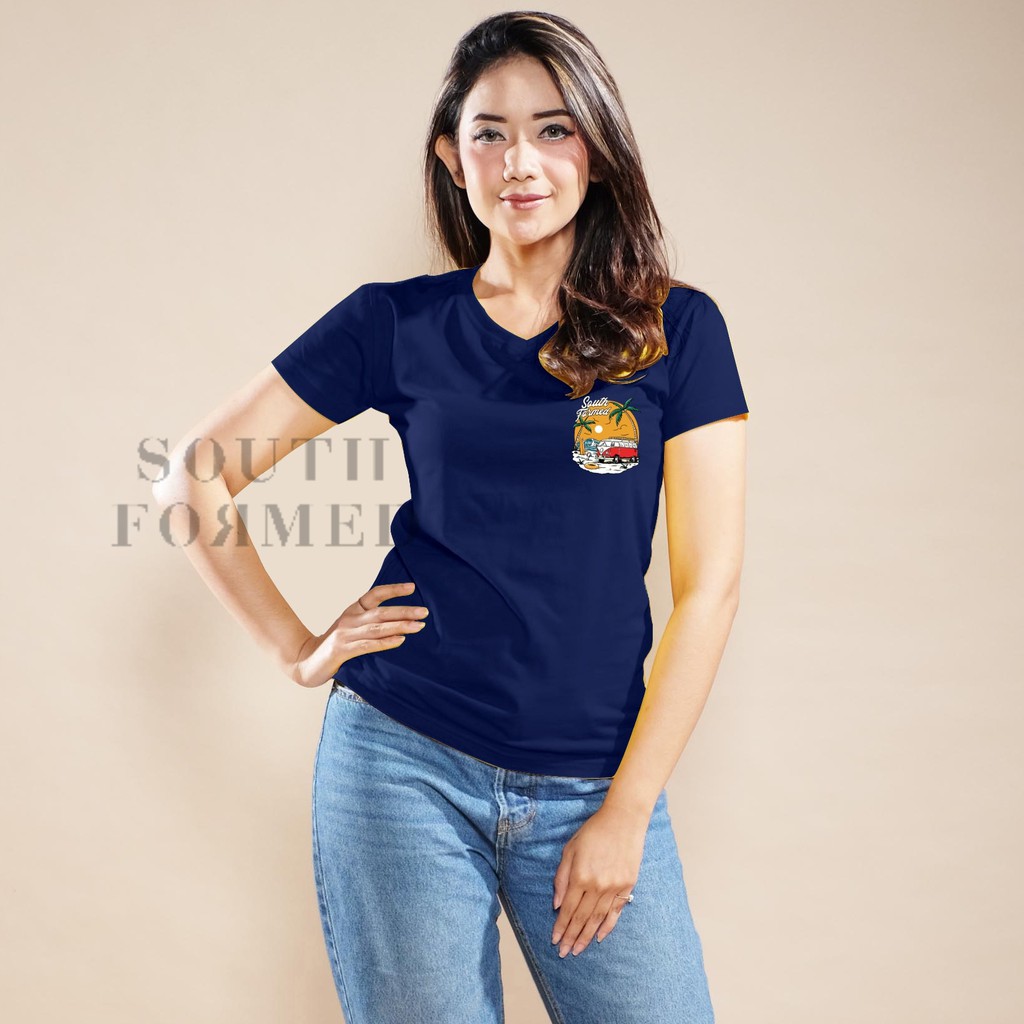 SOUTH FORMED SF BEACH KAOS V NECK / O NECK KATUN PREMIUM ADEM WANITA / CEWEK MOTIF / GAMBAR