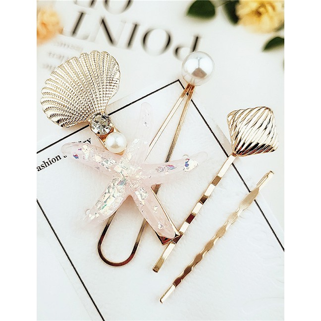 LRCJepit Rambut Fashion Starfish Pearl Hairpin Hairpin F5696X