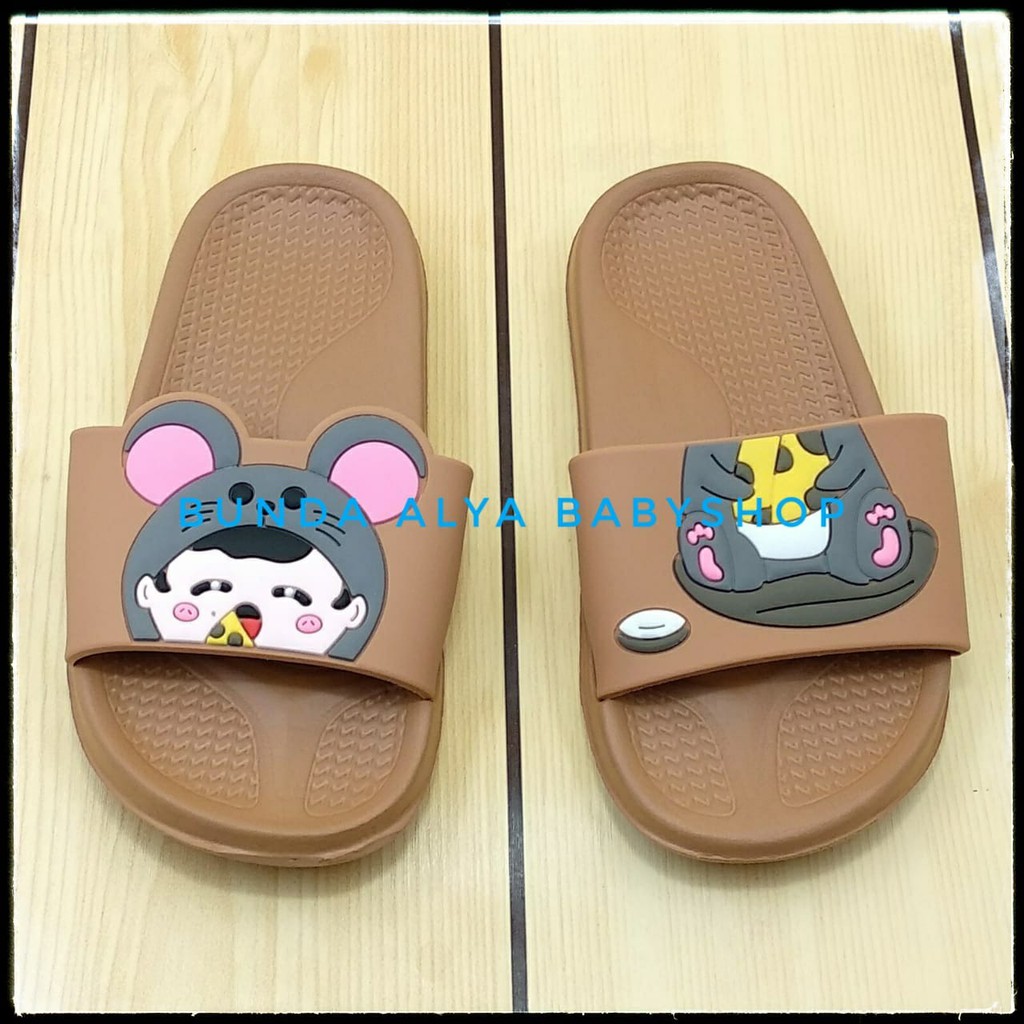 Sendal Anak Perempuan Umur 2 3 4 5 6 Tahun Elastis COKLAT - Sandal Anak Cewek Elastis Size 25 - 35 Karet Anti Licin