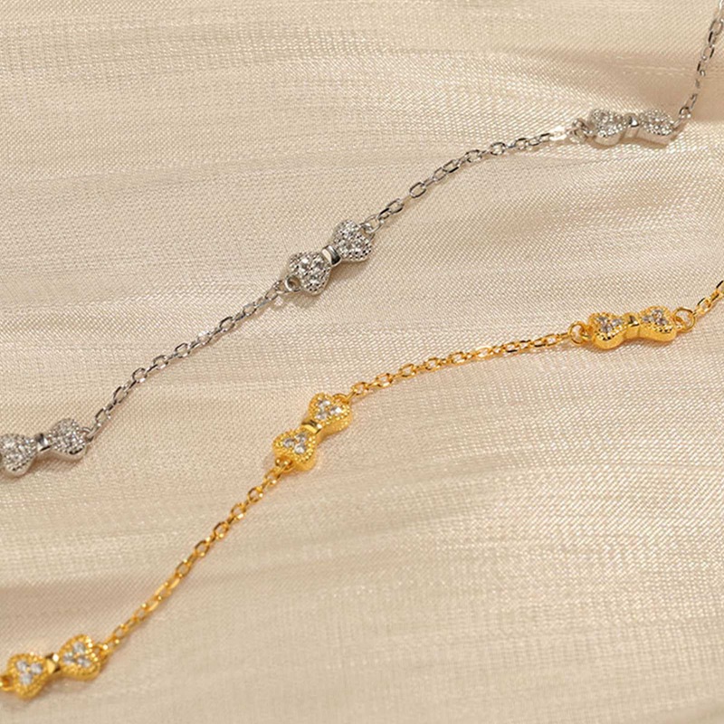 Fancyqube Gelang Tangan Sterling Silver 925 Wanita Desain Pita Hias Kristal Untuk Pesta Nikah