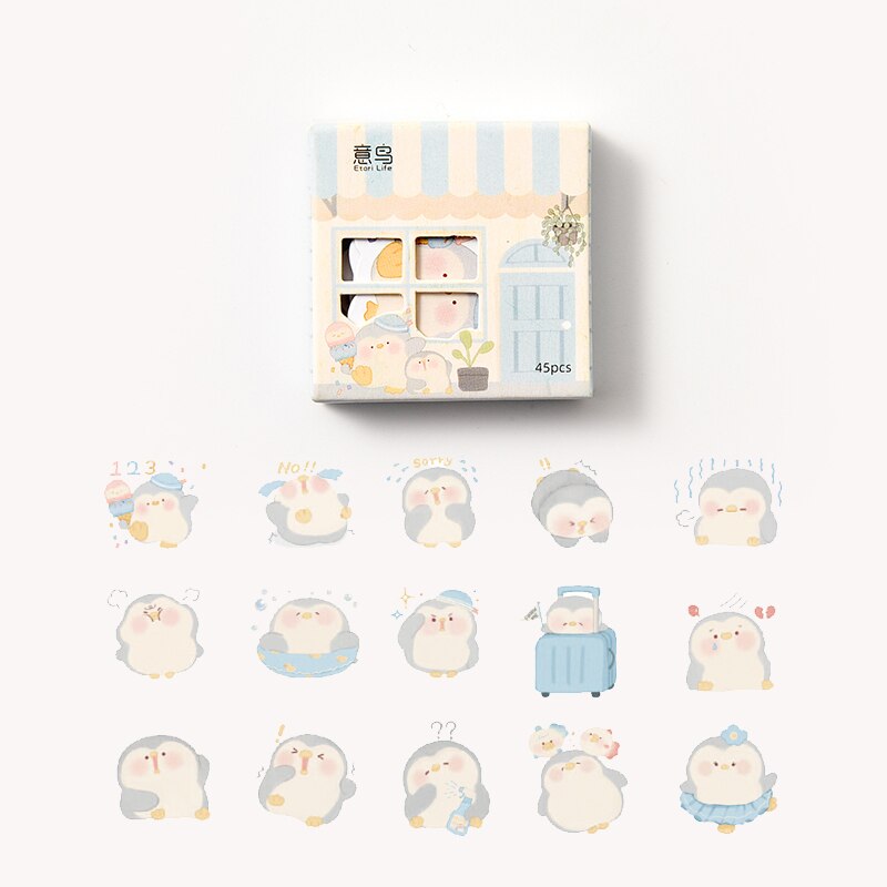 Mohamm 45pcs / Kotak Stiker Motif Rumah Kawaii Untuk Dekorasi Scrapbook / Stationery Sekolah-F
