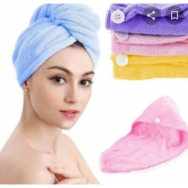 Handuk Kepala Cepat Kering Handuk Keramas Microfiber Handuk Turban