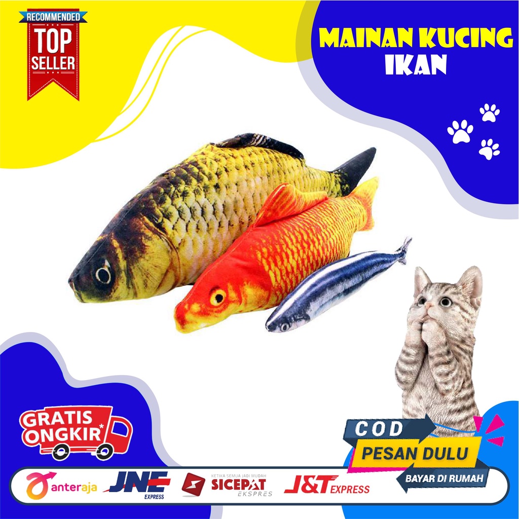 Mainan Boneka Catnip bentuk Ikan untuk Kucing Mainan Boneka Catnip Ikan | Catmint Fish Mainan Kucing Cat Toys Gigitan Kucing Ikan | Cat Nip Doll mainan kucing bentuk ikan dan catnip mainan boneka tahan gigitan mainan kucing