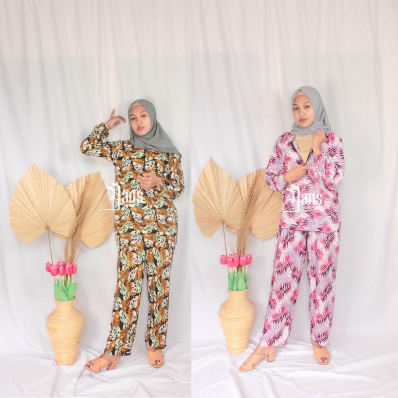 Babydoll BALI Lengan Panjang Busui Motif