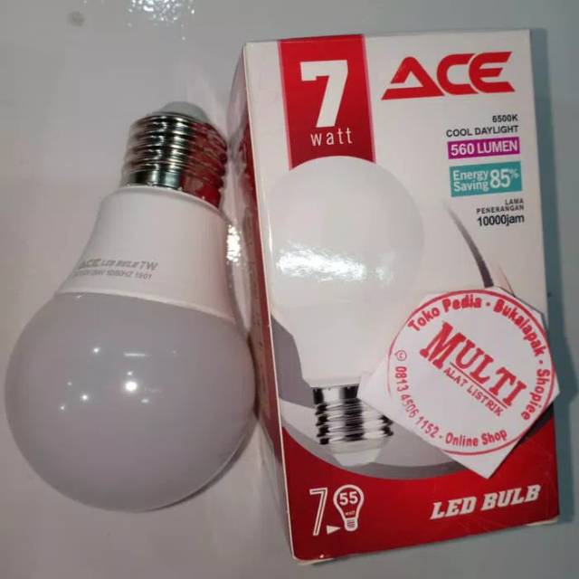 Lampu garansi led ACE 7w led bulb led suopr terang ace 5watt