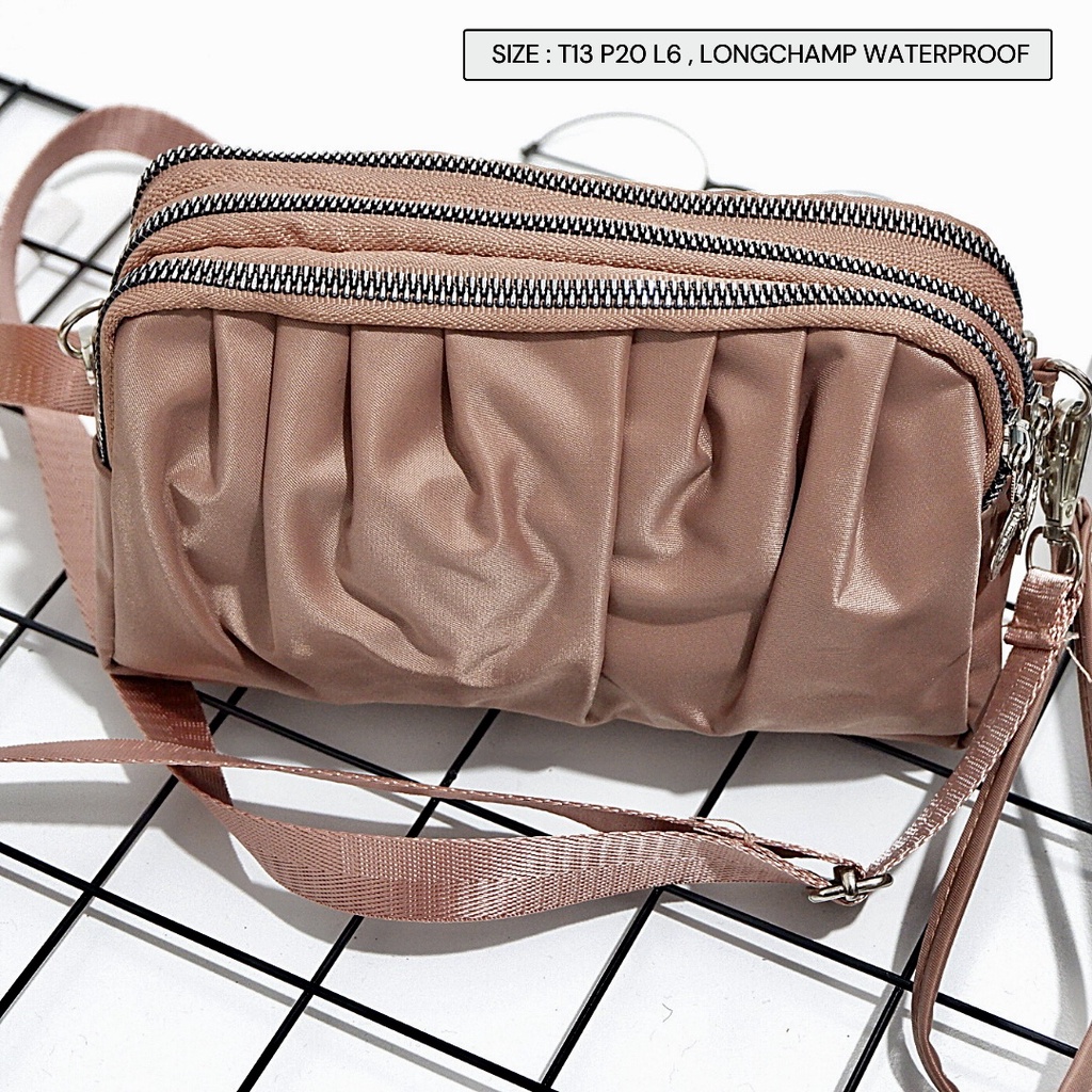 Selempang wanita cewek sling Slingbag mini kerut import kulit sintetis premium murah simpel