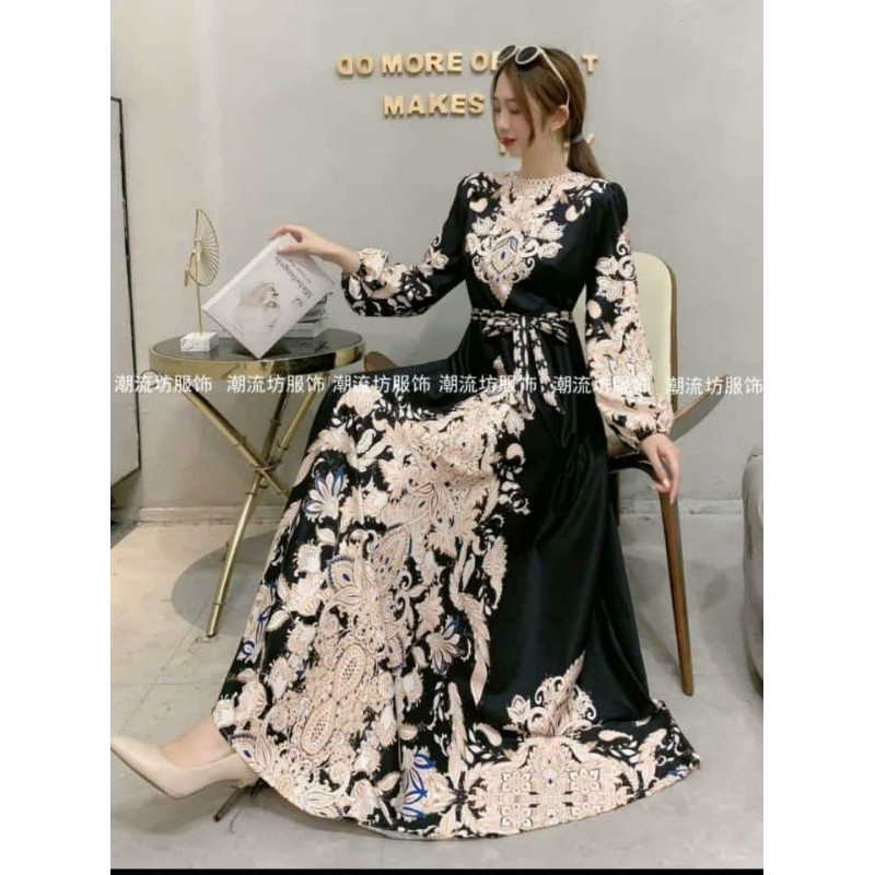 Dess Wanita Dewasa Lengan Panjang Hijab Fashion Muslim Wanita Modern / Outfit Dres Wanita Vintage Ik