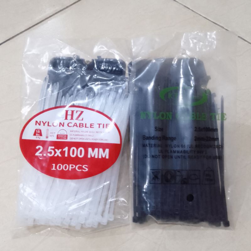 

Kabel Ties 2.5 x 100mm 10cm (100pcs) Cable Tie - Putih / Hitam