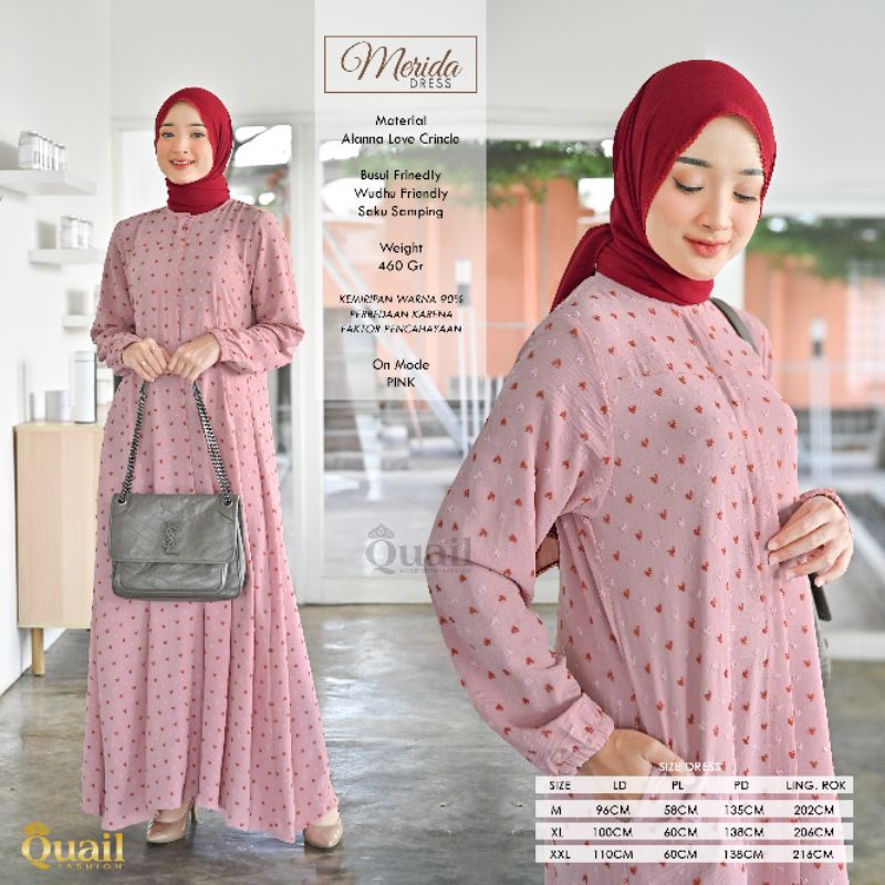 Dress Gamis Muslim Wanita Crinkle Original Quail Hijab MERIDA