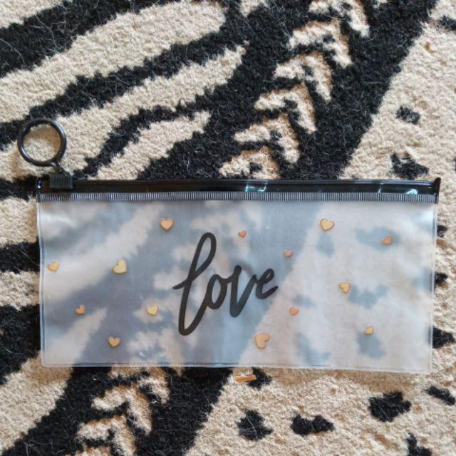  BF TEMPAT PENSIL ZIP TRANSPARAN MOTIF KARAKTER LOVE 