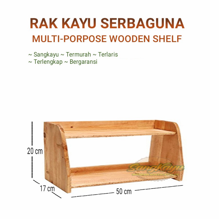 SangKayu Rak Kayu Susun 2 Tingkat Rak Bumbu Rak Dapur Rak Bunga Rak Buku / Rak Bumbu Kayu / Rak Bumb