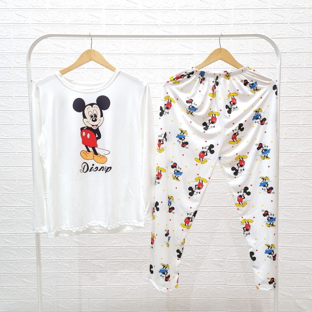 3529 kaos pajamas long little mouse one set import big baju tidur