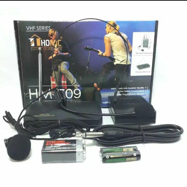 Mic Wireless Homic MH-709 Plus Headset - Mikrofon Clip On Wireless - Microphone Wireless Ccocok Untuk Presentasi atau untuk Pemandu Wisata/Haji/Senam/Pidato/dll