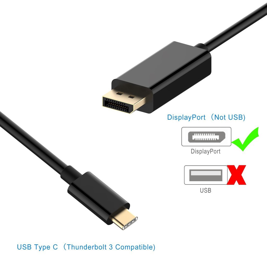 NYK USB C to Display Port Cable Type-C (Thunderbolt 3) to DP Adapter 4K 1.8M