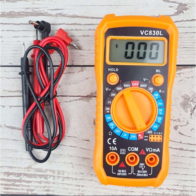Junejour Mini Digital Multimeter AC/DC Voltage Tester - VC830L - Orange