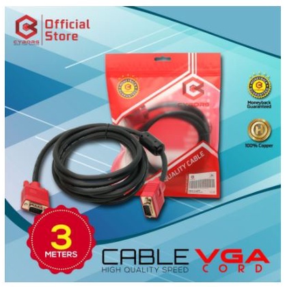 Cable vga cyborg 3 meter gold plated m-m 1080p Full HD for pc laptop monitor tv projector - Kabel vga 3m male