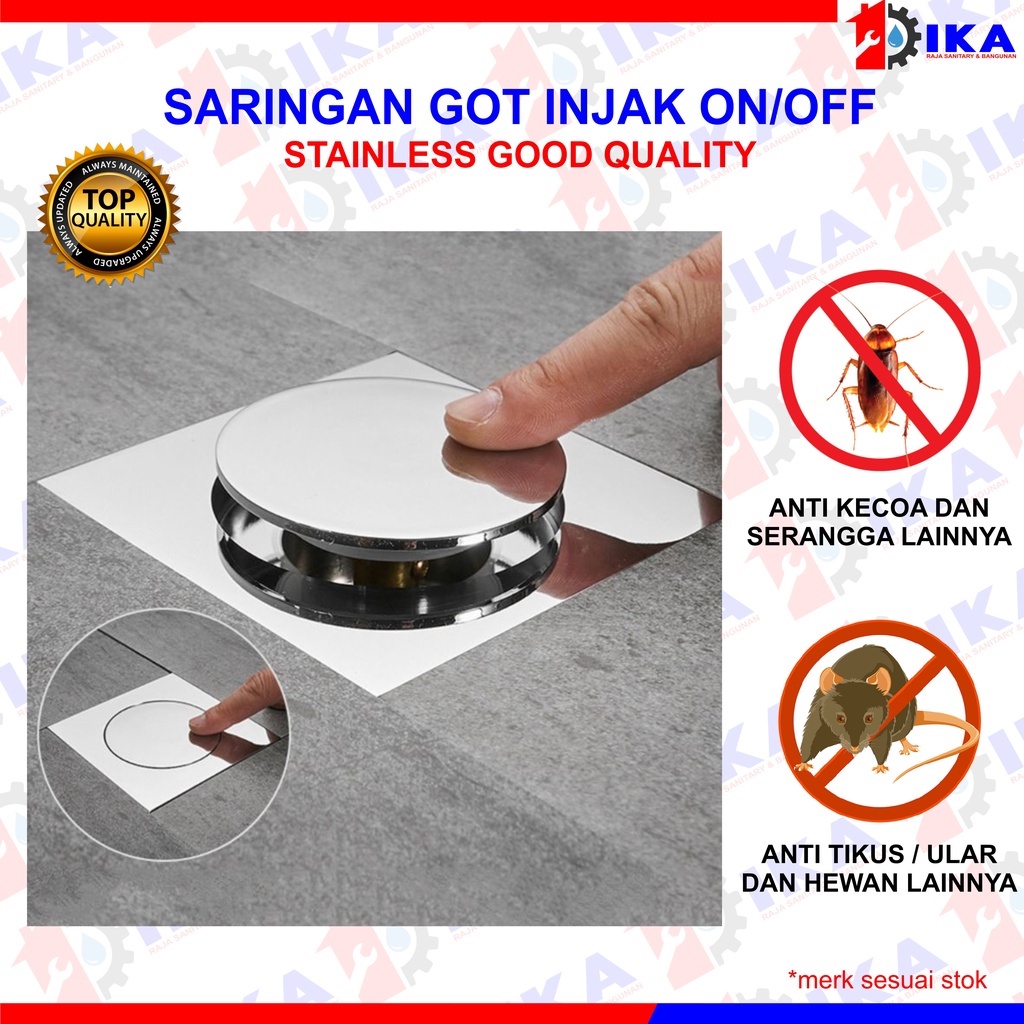 Saringan Got Injak Stainless Hitam Black Silver /Floor Drain Tekan Push Pencet Black Matte Stainless Injak / Saringan Got Injak Air Kamar Mandi l Floor Drain l Stainless