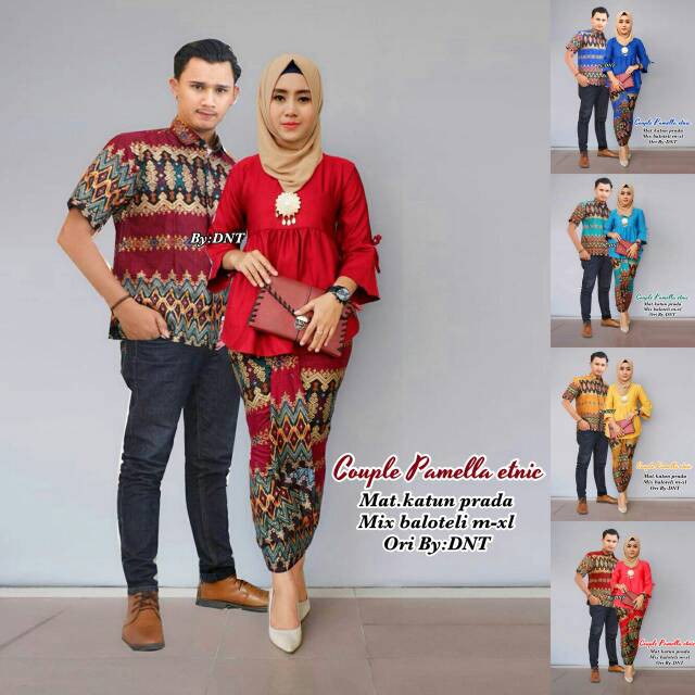 Couple pamella etnic batik Couple kebaya modern fashion muslim setelan kebaya tanah abang