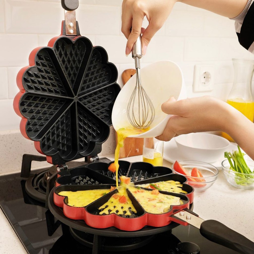 Cetakan Waffle hati bahan teflon - waffle maker NUPON -Cetakan waffle Croffle