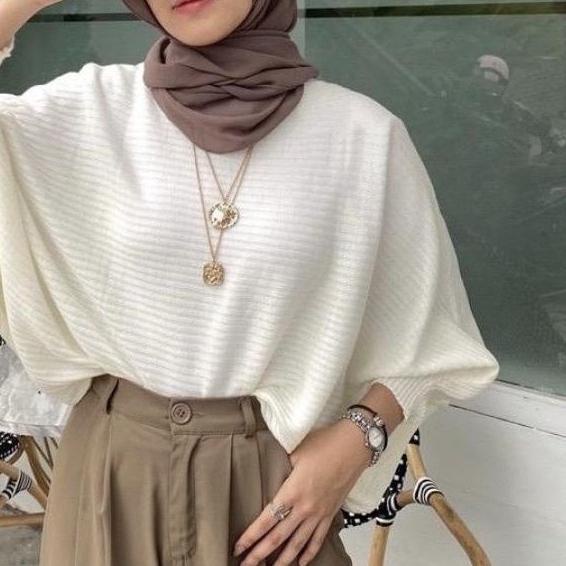 BLOUSE BATWING BAJU RAJUT | SWEATER RAJUT MODEL KELELAWAR | OUTER RAJUT Pakaian Wanita Atasan Wanita