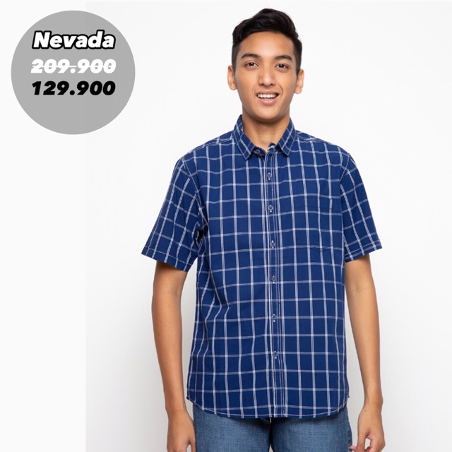 Nevada Kemeja Pria Kotak Navy