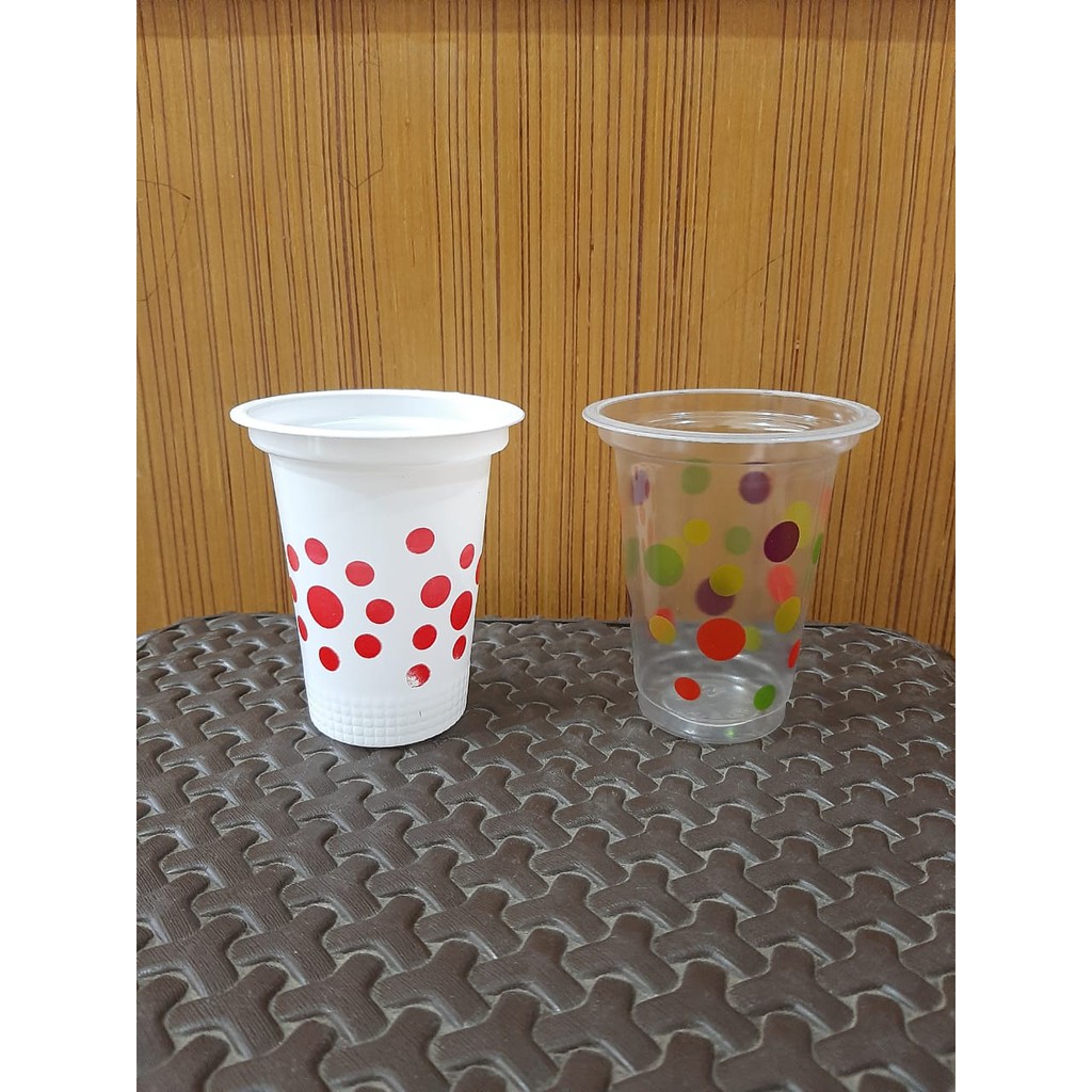Gelas Bola Bola Polkadot (1 Roll 50 Pcs) / Gelas Pesta / Gelas Minum / Gelas Polkadot / Gelas Jasuke