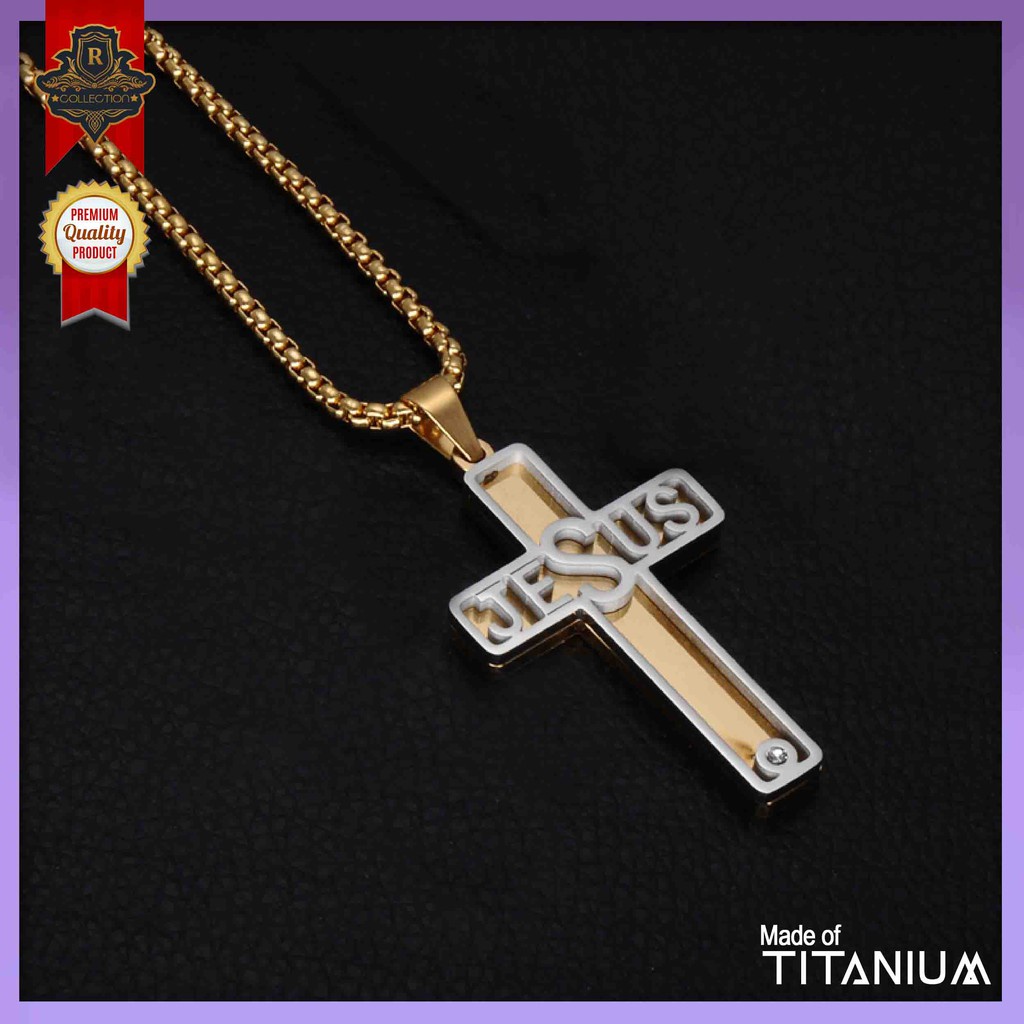 Grosir (SSC) Kalung Salib Titanium Liontin Salib Kalung Salip Premium Termurah