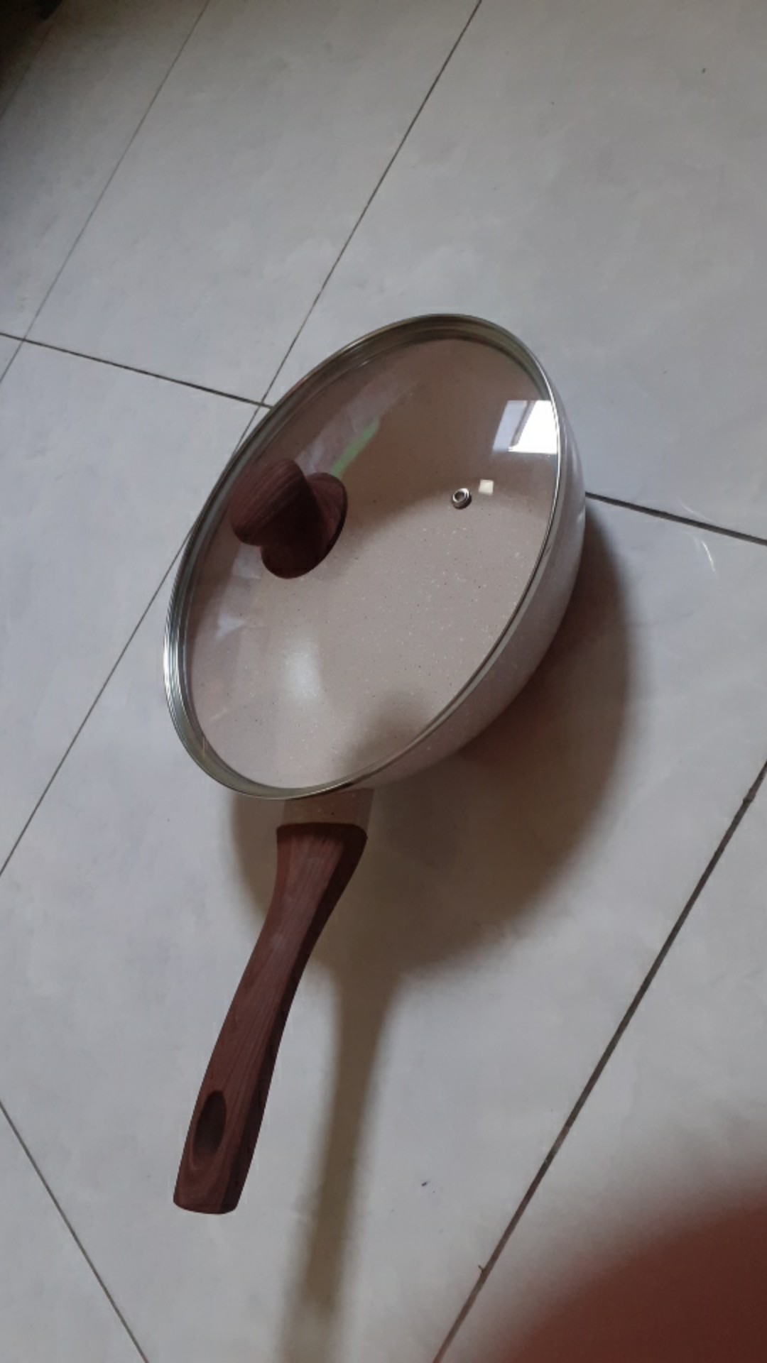 Bolde Super Pan Wok ( Wajan ) 26 Cm + Lid Tutup Kaca, Granite Beige Series