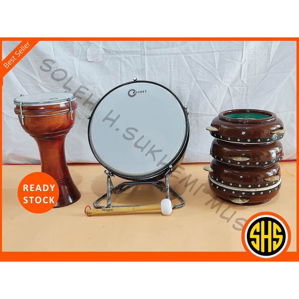 PROMO MURAH Rebana Hadroh Jepara Standar Alat Hadroh Full Set Tanpa Keprak dan Tam Paket 3
