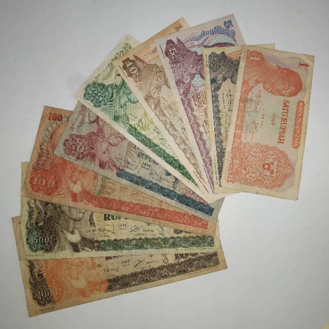 Set uang kuno seri sudirman 1-1000 1 rupiah 5 rupiah 10 rupiah 25 rupiah 50 rupiah 100 500 dan 1000
