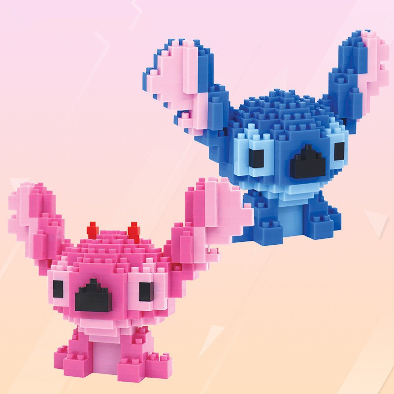 236-313pcs Partikel Lilo Stitch Blok Bangunan Mainan Dengan Kotak Batu Bata Nano Berlian Stitch Action Figure Mainan Edukasi Anak