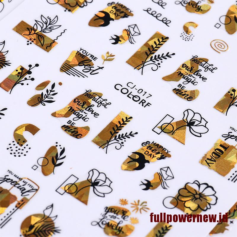 【COD】3D Bronzing laser plant leaf sticker adhesive stickers Nail Art Decoration