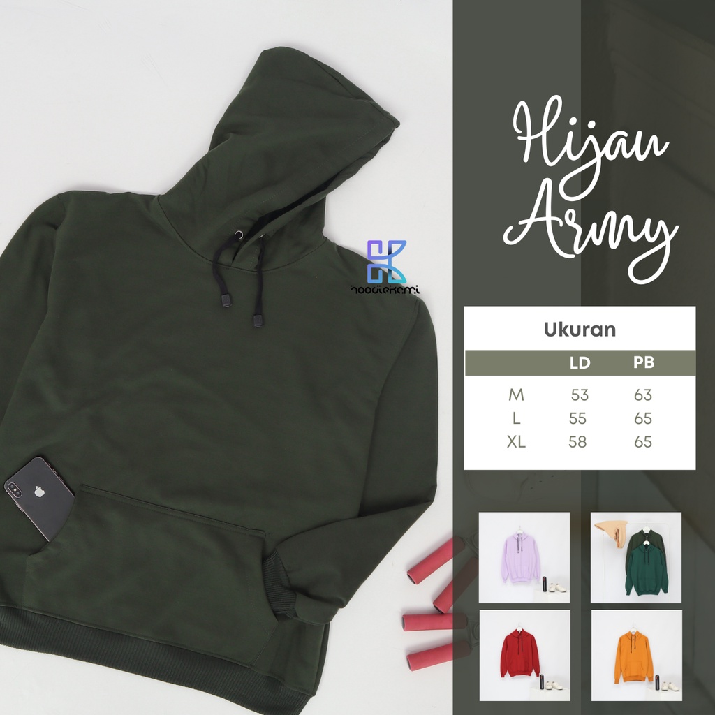 Promo Hoodie Polos Jumper Pria Wanita Bahan Fleece Warna Army