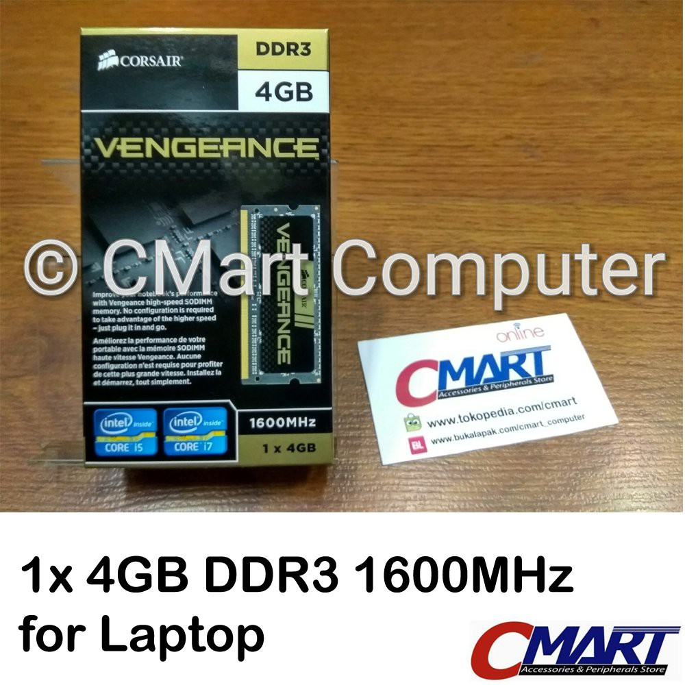 Corsair Vengeance 4GB DDR3 1600 MHz SODIMM Memory CMSX4GX3M1A1600C9