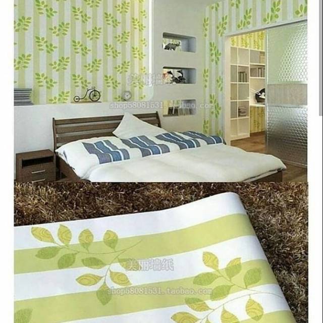 Wallpaper stiker dinding motif daun pudar