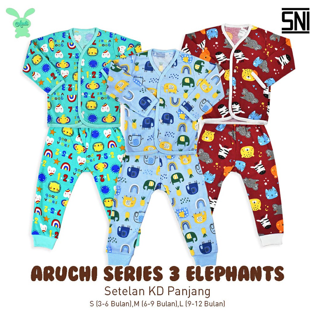 ♥BabyYank♥ ARUCHI STELAN PANJANG KANCING DEPAN 3 ELEPHANT CROCODILE SERIES SML