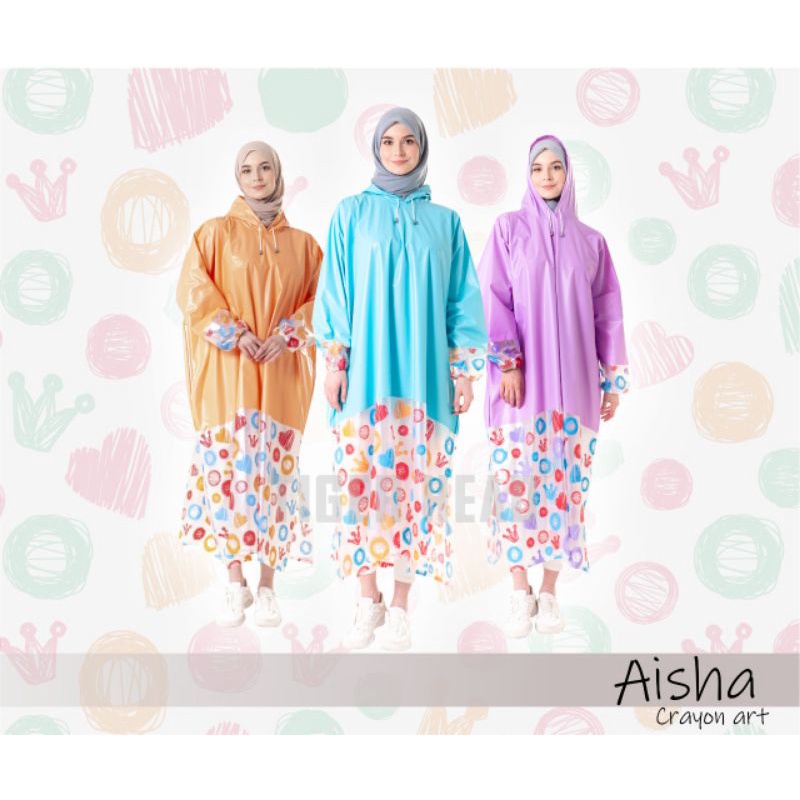 Jas Hujan Rok GAMIS  Aisha Muslimah Hijaber Ponco Terusan Wanita Aisha 68340 Tiger Head