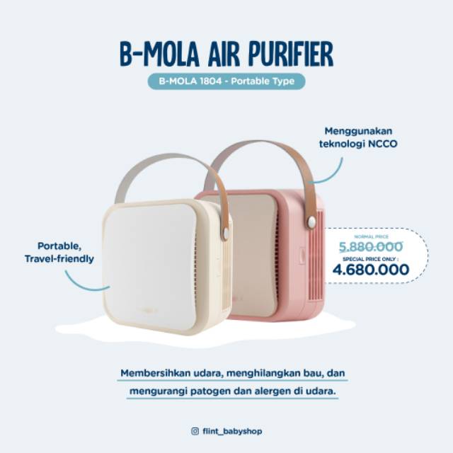 BMOLA INDONESIA garansi 2 tahun b-MOLA BM10 Portable Air Purifier NCCO 1804 treatment system car portable B.Duck series
