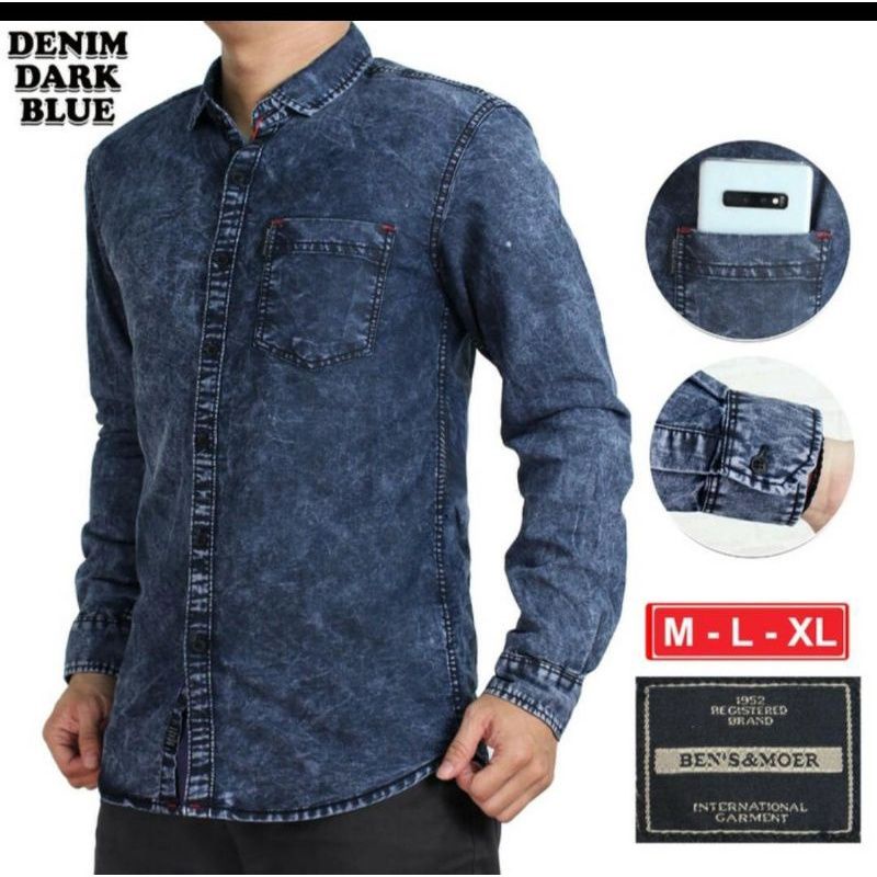 KEMEJA PANJANG TERBARU BAHAN JEANS MODEL SNOW ORIGINAL IMPORT