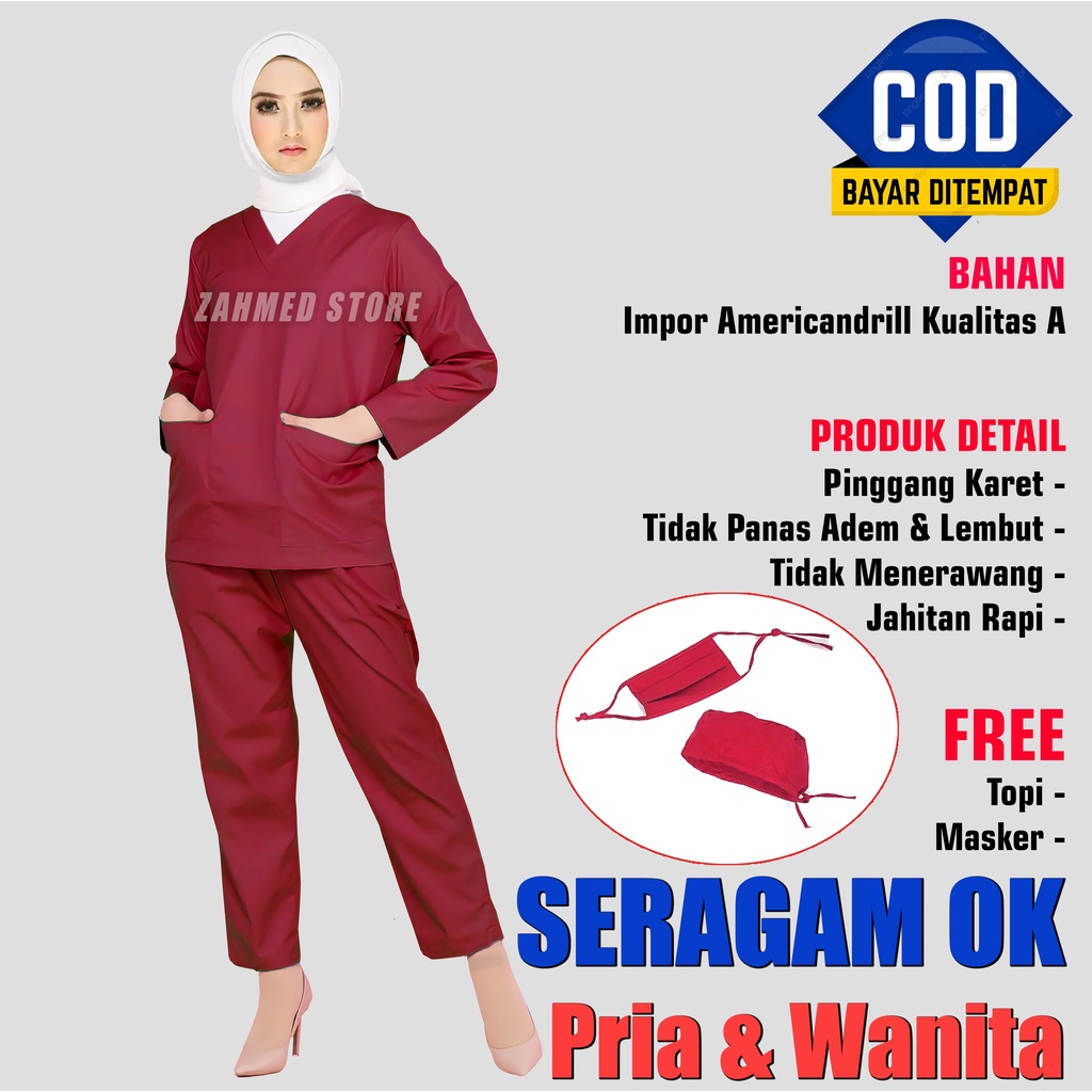 Scrub Ok Panjang - Baju Ok Lengan Panjang - Baju Oka - Baju Jaga Medis Lengan Panjang